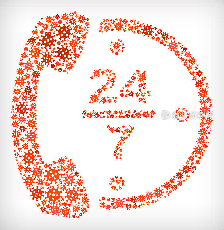 24/7电话服务流感冠状病毒图标模式